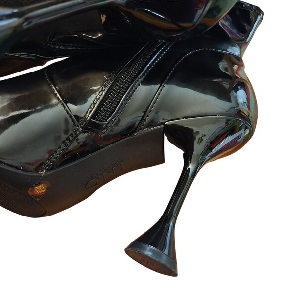 Black Patent Leather Ankle Boots With Hourglass Heels 8.5M By INC International - Picture 9 of 12